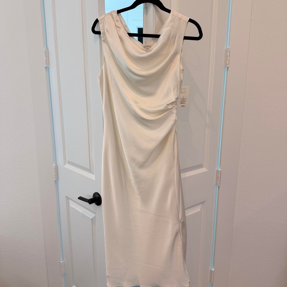 NEW A New Day Cream Satin Midi Dress Size    X-Small 🤍